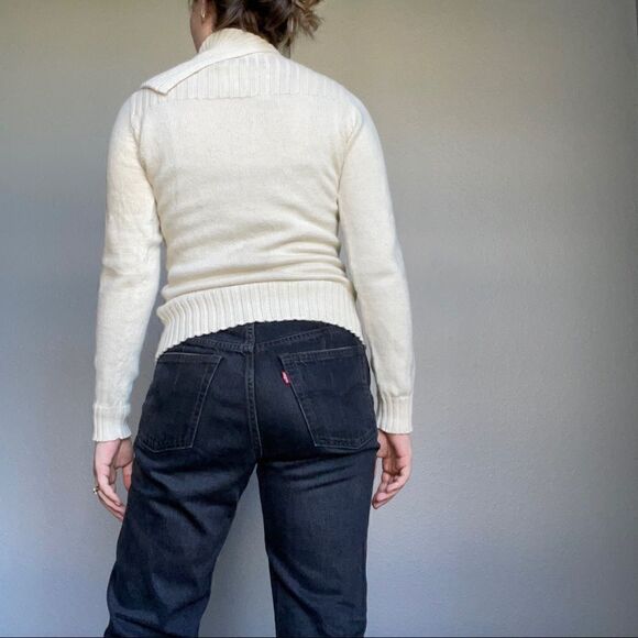 NWT Alpaca Adventures Cream Alpaca Wool Cowl Neck Button Peruvian Sweater Sz M - Picture 7 of 11